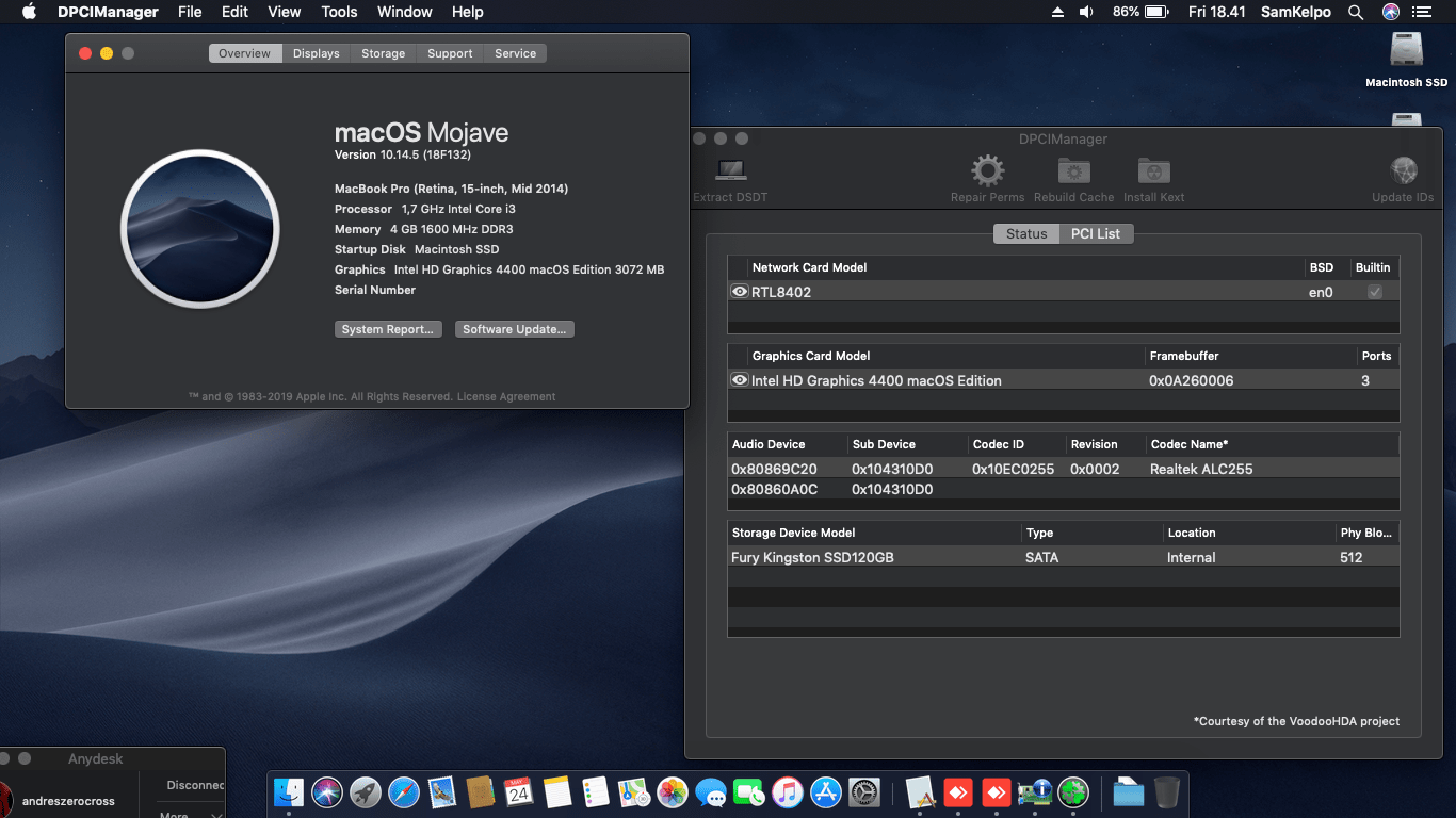 Success Hackintosh macOS Mojave 10.14.5 Build 18F132 at Asus X540L-JXX022D